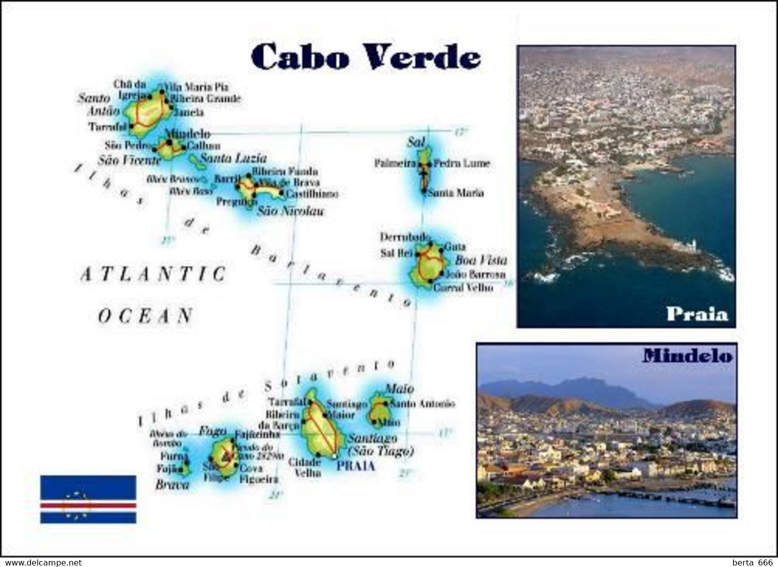 Cape Verde Map New Postcard * Carte Geographique * Landkarte - Cape Verde