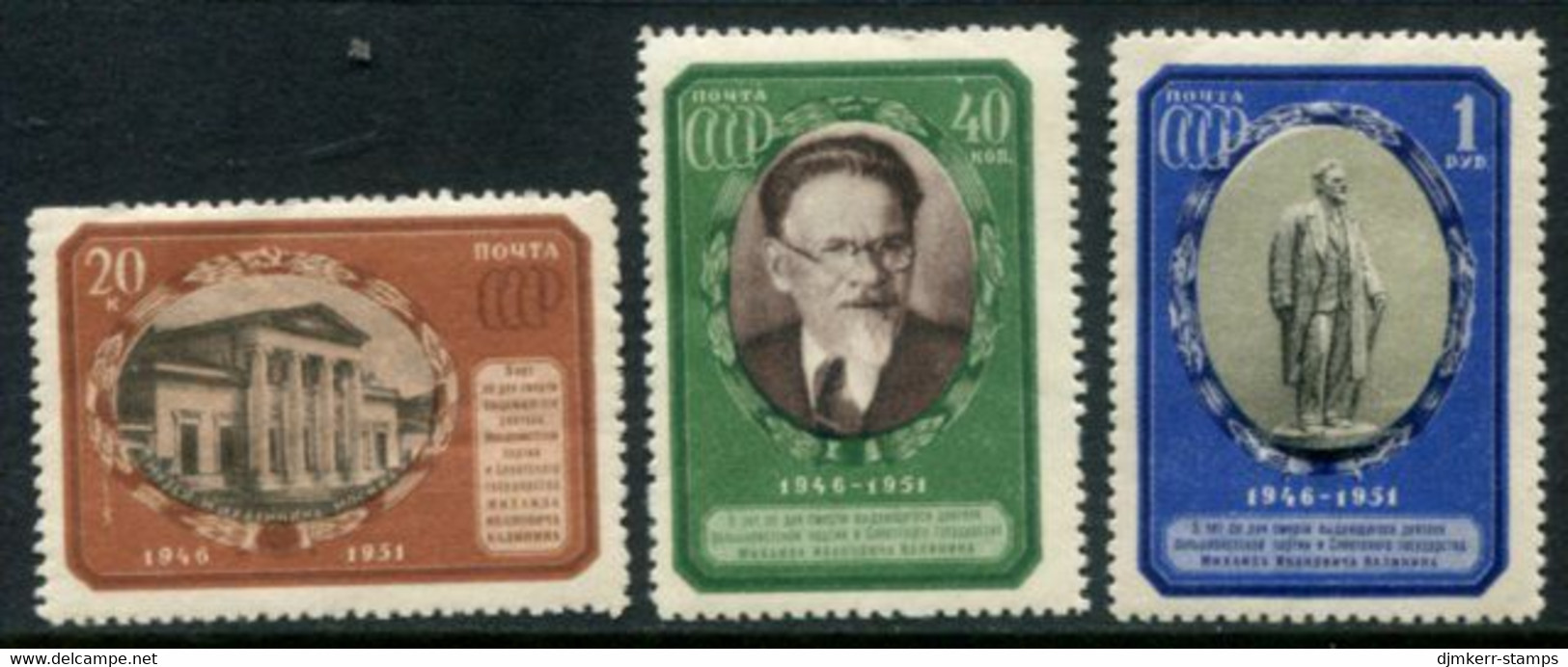 SOVIET UNION 1951 Kalinin Death Anniversary Type I MNH / **.  SG 1702-04; Michel 1570-72 - Unused Stamps