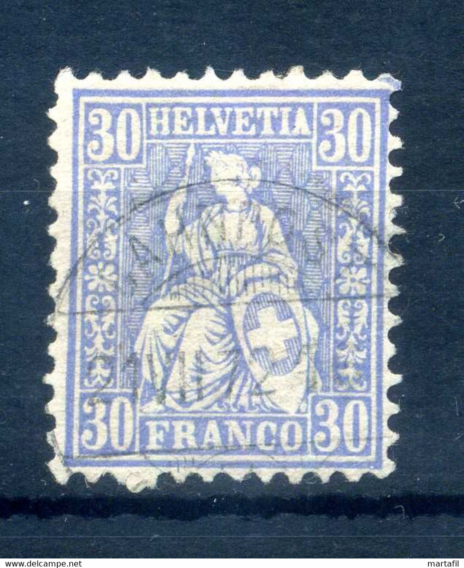 1867-78 SVIZZERA N.46 USATO 30c. Oltremare - Used Stamps