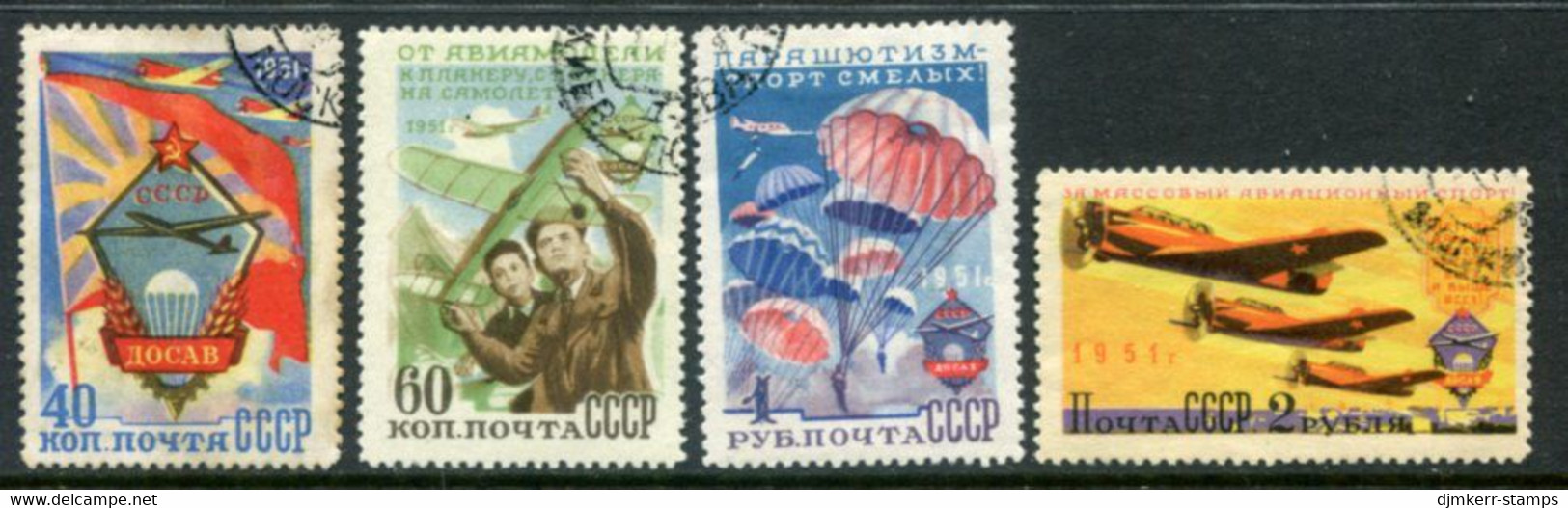 SOVIET UNION 1951 Aviation Sports Type II (re-drawn 2nd Printings)  Used. SG 1725a-28a;  Michel 1593-96 - Used Stamps