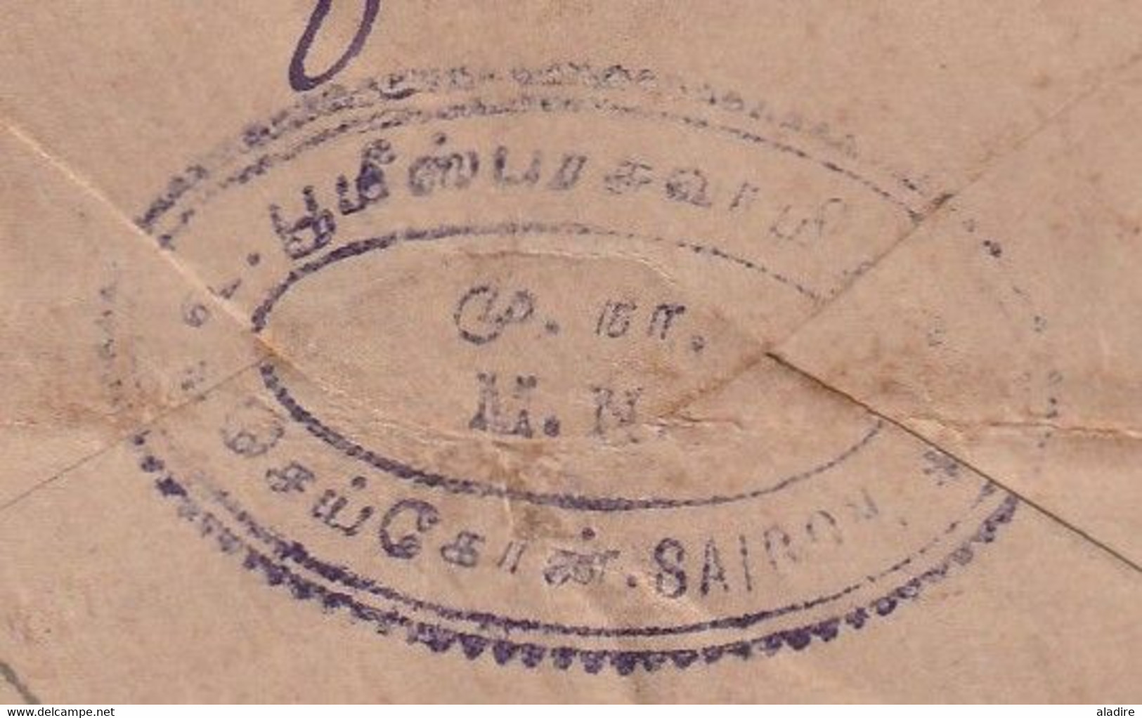 1905 - 25 C Groupe Indochine Sur Enveloppe De Saigon Central Vers Madura Via Colombo, Ceylan - Lettres & Documents