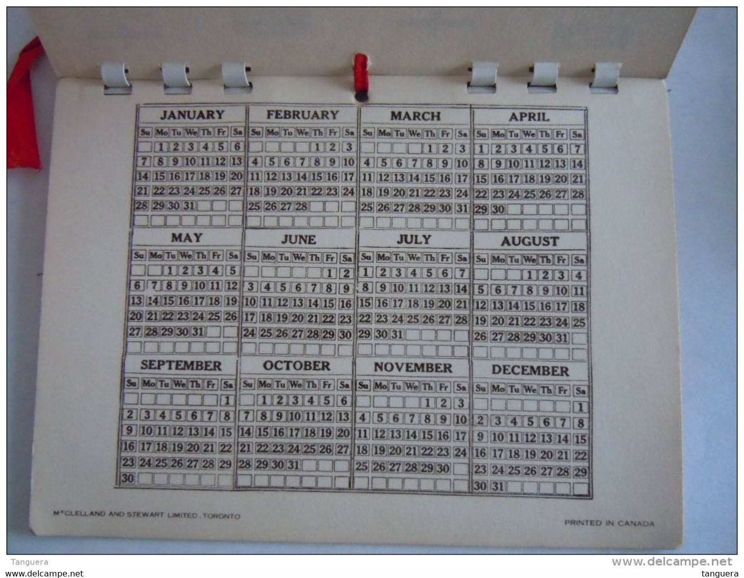 Calendrier 12 Mois Canadian Minicalendar 1951 Form. 14.5 X 11 Cm Canada Images Tourisme - Small : 1941-60