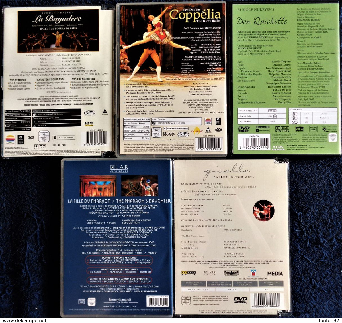 LOT De Cinq DVD Vidéo De BALLETS Célèbres . - Conciertos Y Música