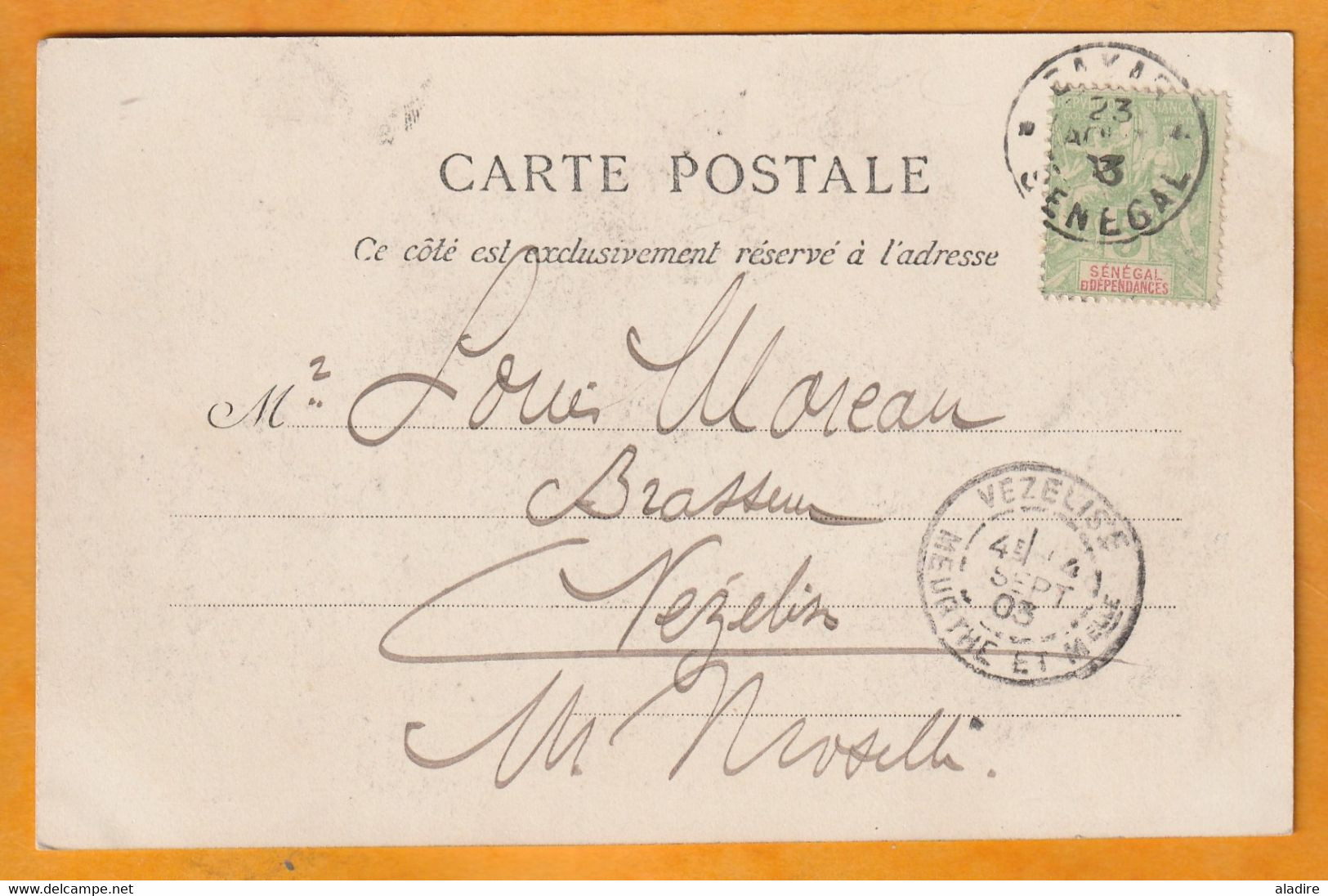 1903 - 5 C Groupe Sénégal Et Dépendances Sur Carte Postale De DAKAR, Sénégal Vers Vézelize, M Et Moselle - Cad Arrivée - Briefe U. Dokumente