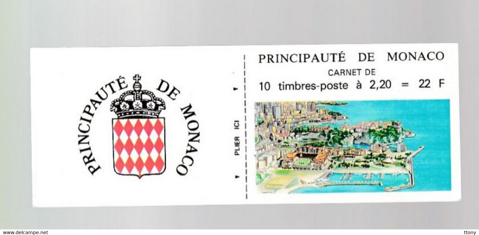 Monaco  1 Carnet Non Plié Armoirie  2,20 F - Libretti