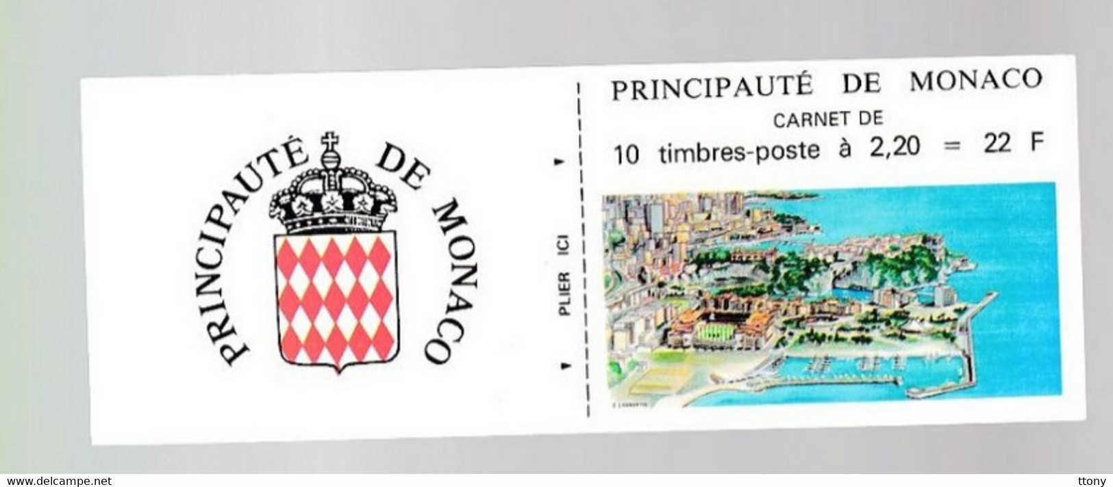 Monaco  1 Carnet Non Plié Armoirie  2,20 F - Carnets