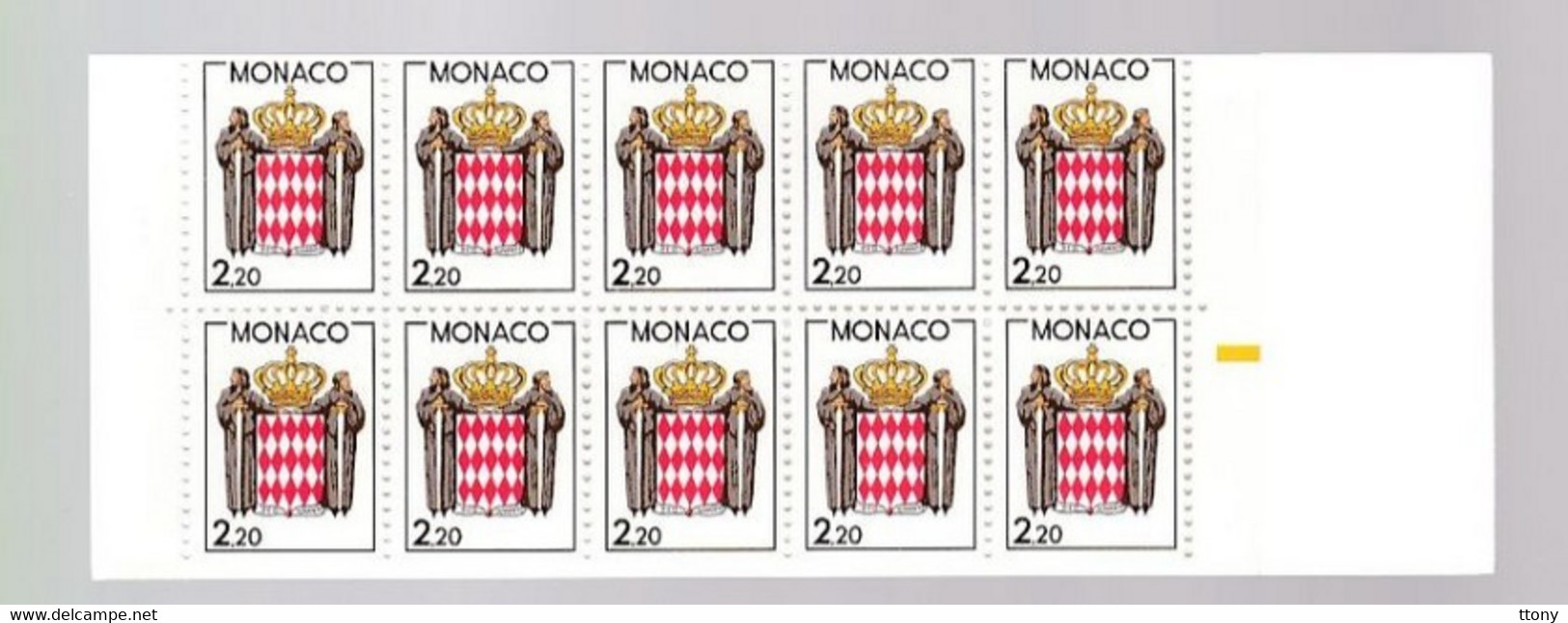 Monaco  1 Carnet Non Plié Armoirie  2,20 F - Carnets