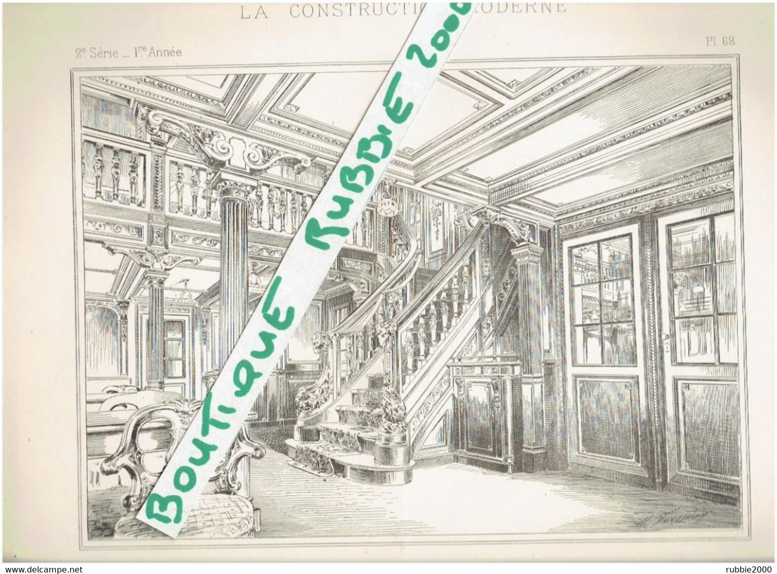 5 DESSINS 1895 PAQUEBOT LE CHILI 1894 1927 AMENAGEMENTS INTERIEURS DU NAVIRE A SON LANCEMENT ARCHITECTE M. GIRETTE - Arte