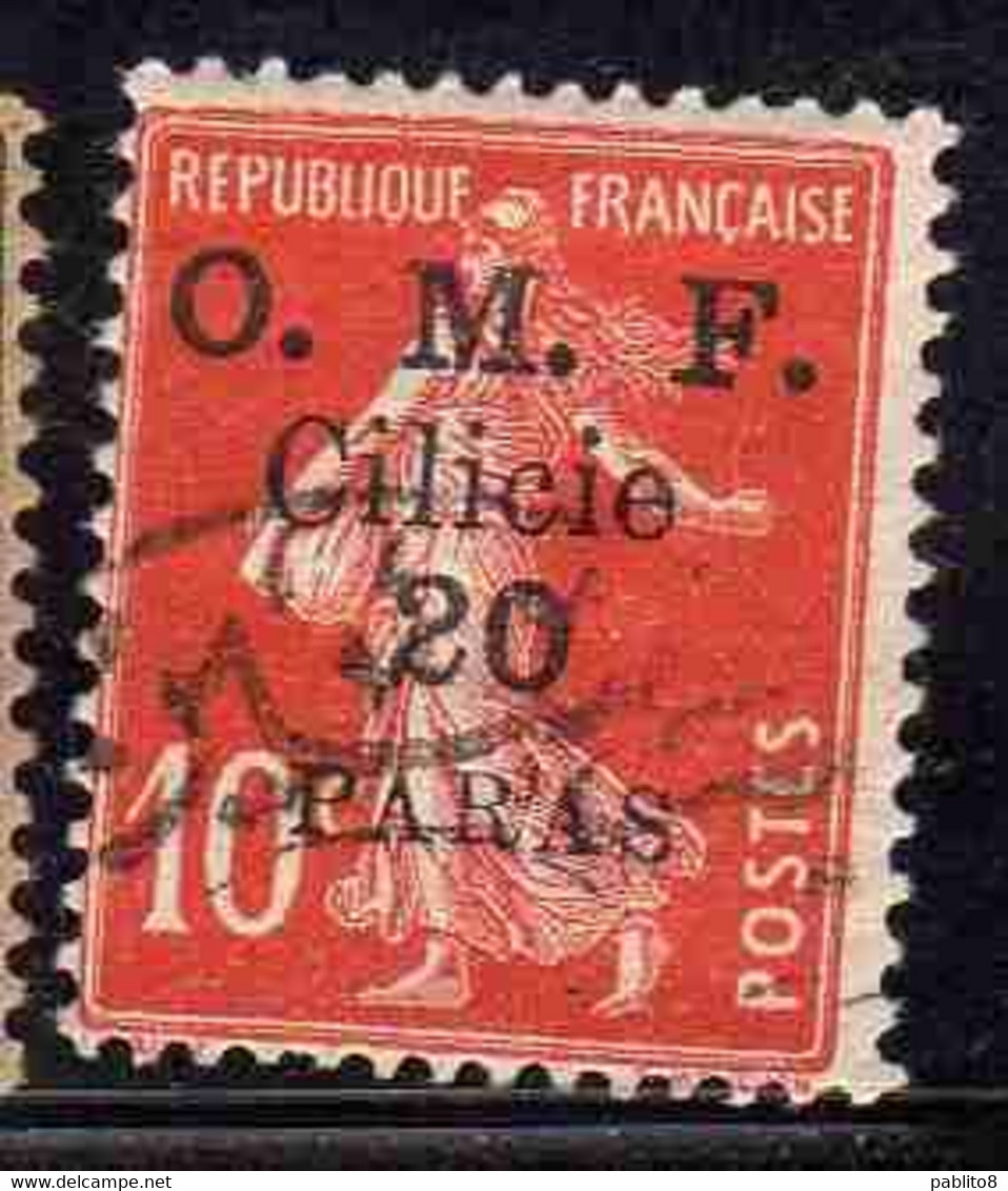 FRENCH CILICIE CILICIA FRANCAISE 1920 O.M.F. SURCHARGED SEMEUSE OMF 20pa On CENT. 10c USED USATO OBLITERE' - Gebruikt