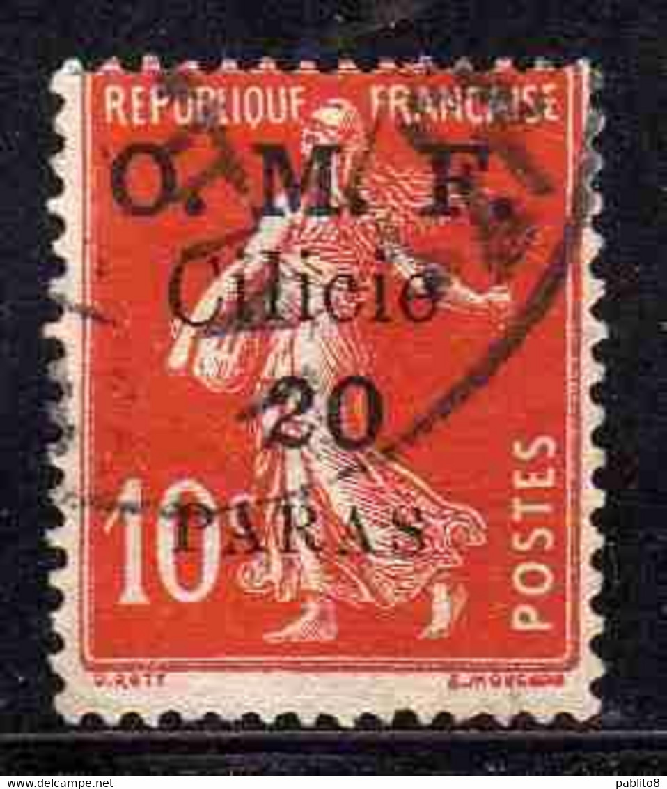 FRENCH CILICIE CILICIA FRANCAISE 1920 O.M.F. SURCHARGED SEMEUSE OMF 20pa On CENT. 10c USED USATO OBLITERE' - Gebraucht