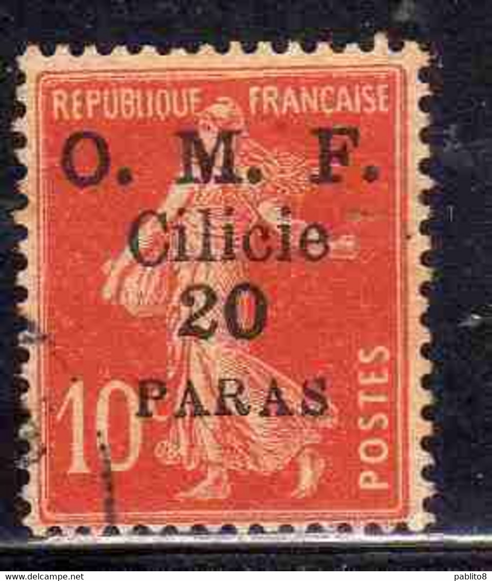 FRENCH CILICIE CILICIA FRANCAISE 1920 O.M.F. SURCHARGED SEMEUSE OMF 20pa On CENT. 10c USED USATO OBLITERE' - Gebruikt