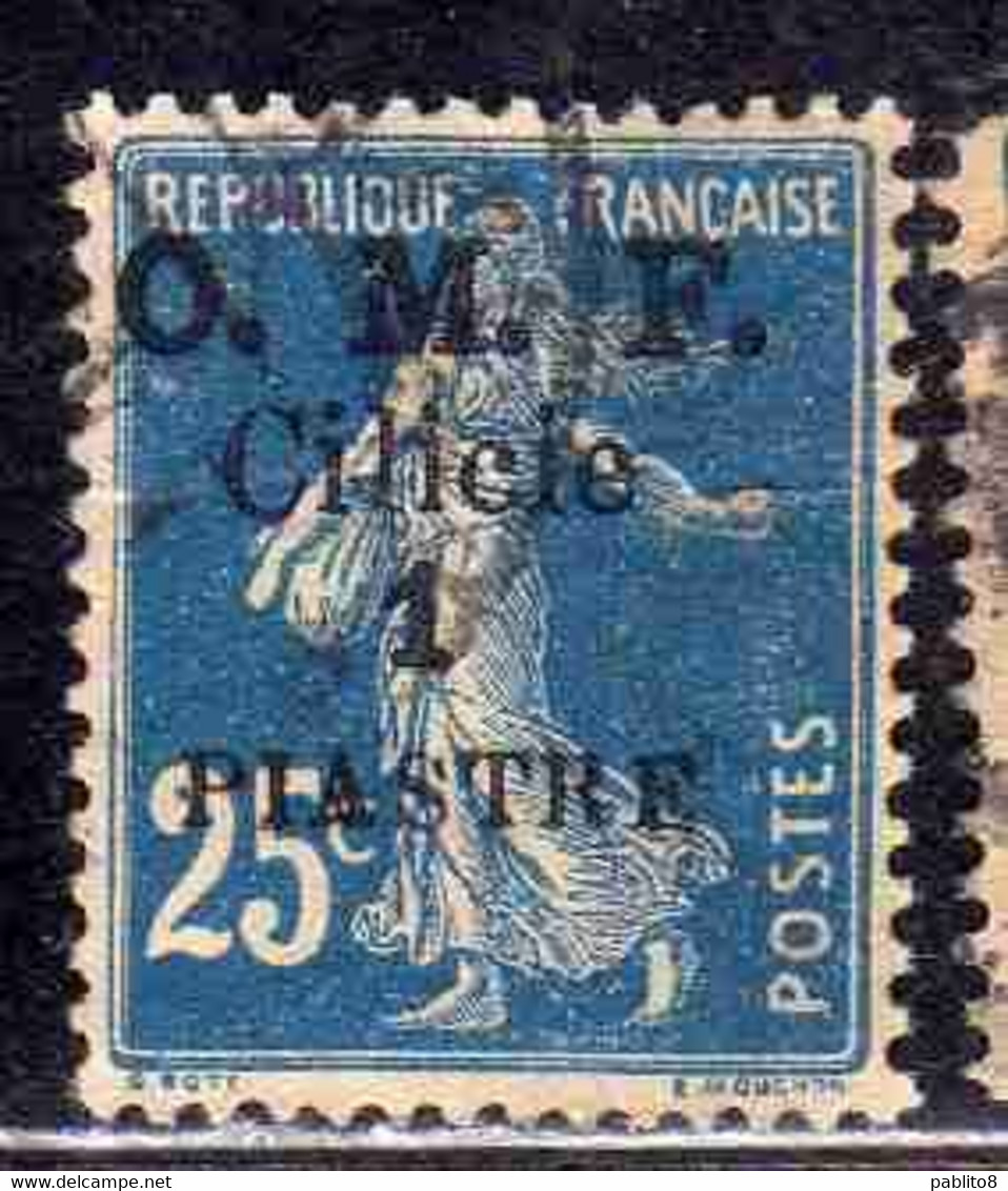 FRENCH CILICIE CILICIA FRANCAISE 1920 O.M.F. SURCHARGED SEMEUSE OMF 1pi On CENT. 25c USED USATO OBLITERE' - Gebruikt