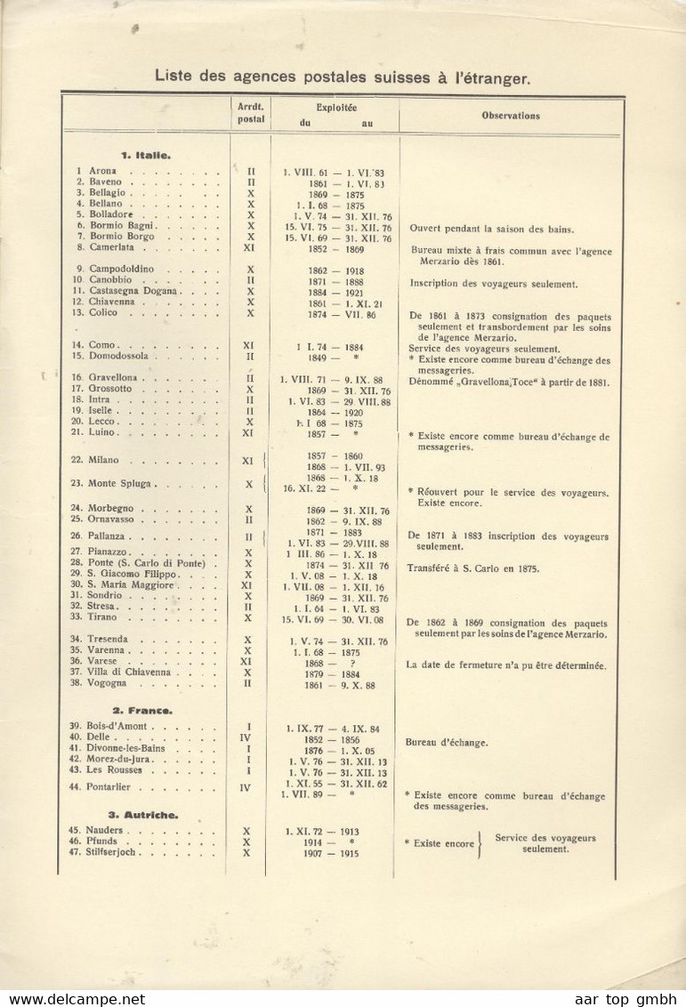 Schweiz, Les Agences Postales Suisse à L'étranger, Albert Auberson 1937 Heft 24 Seiten 60gr - Andere & Zonder Classificatie