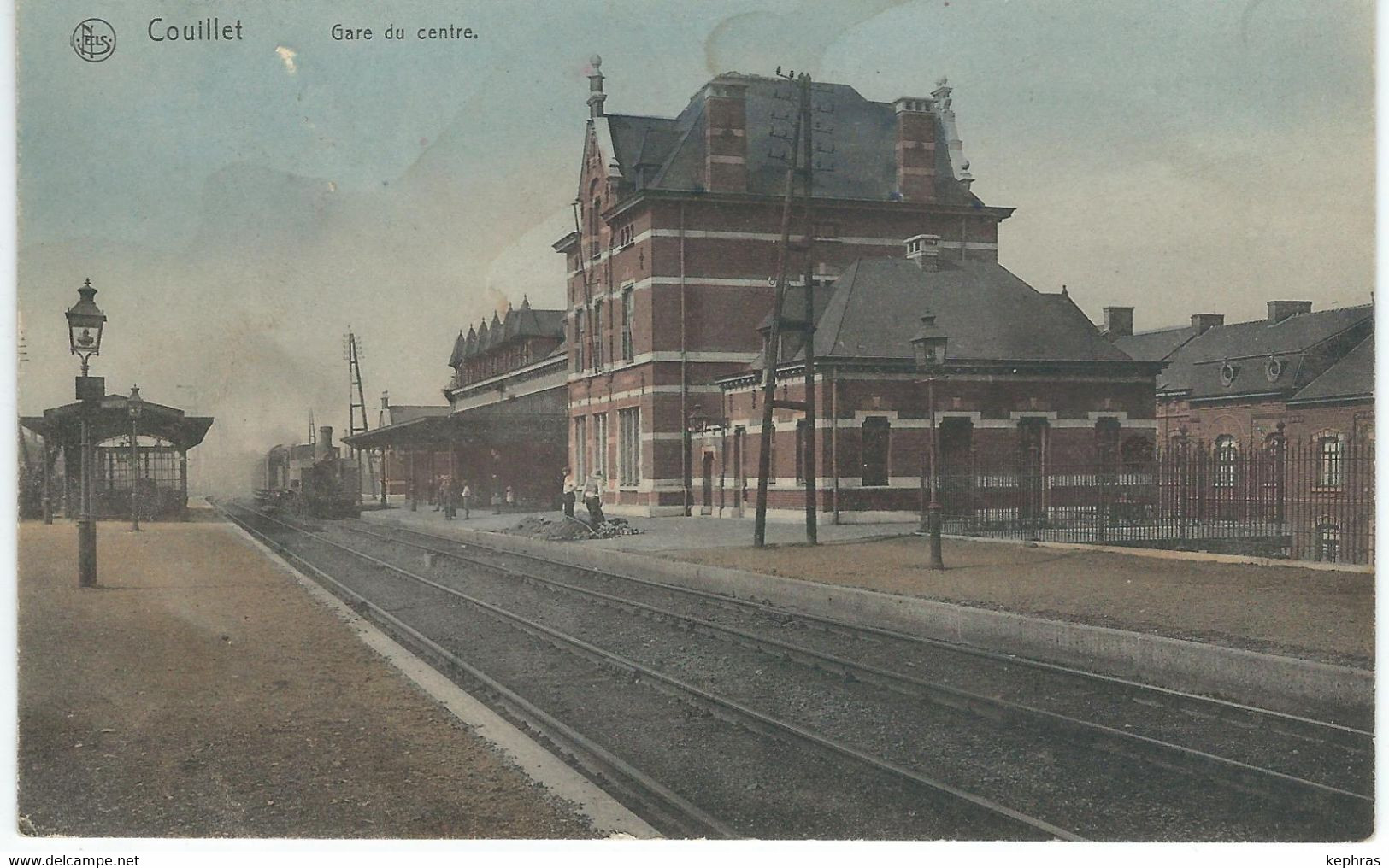 COUILLET : Gare Du Centre - TRES RARE VARIANTE COLORISEE - Cachet De La Poste 1919 - Charleroi