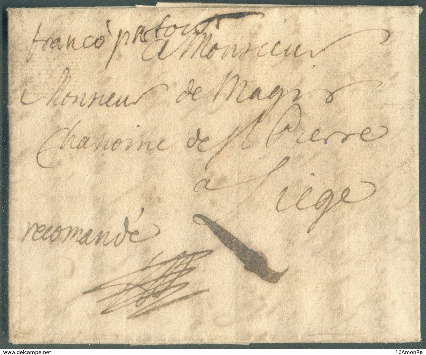 LAC De RATISBONNE (REGENSBURG en Bavière) Le 12 Janvier 1752 + Man. 'Recommandé' (RR à Cette époque) Et franco Fcfort ve - 1714-1794 (Pays-Bas Autrichiens)