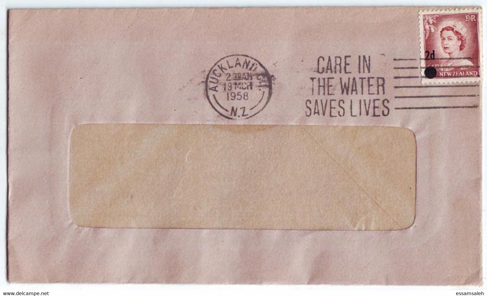 NZS14501 New Zealand 1958 QEII Window Cover Surcharged 2d On 1 1/2p With Slogan Care In The Water - Lettres & Documents