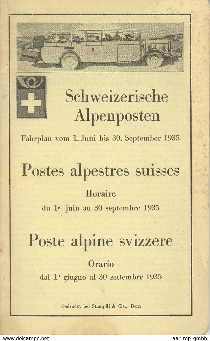 Schweiz, Schweizerische Alpenposten 1.Juni Bis 30. September 1935 Fahrplan-Heft 40 Seiten 60gr - Andere & Zonder Classificatie