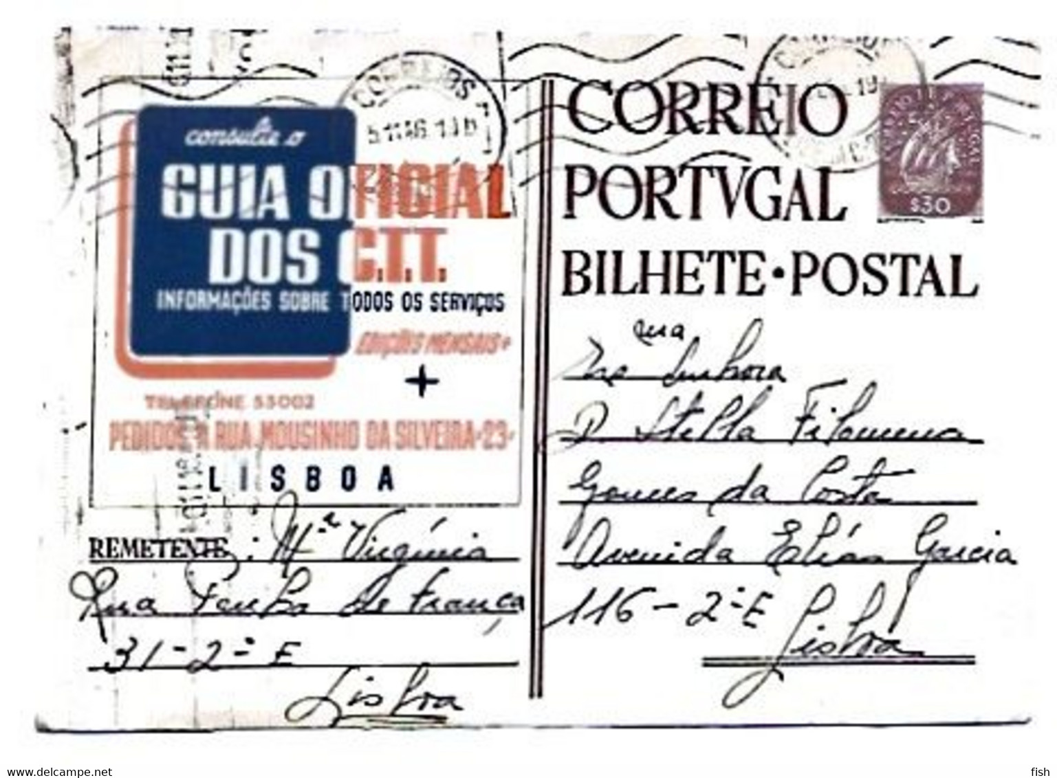 Portugal & Bilhete Postal, Consult The Official C.T.T Guide, Lisboa 1946 (97997) - Zella-Mehlis