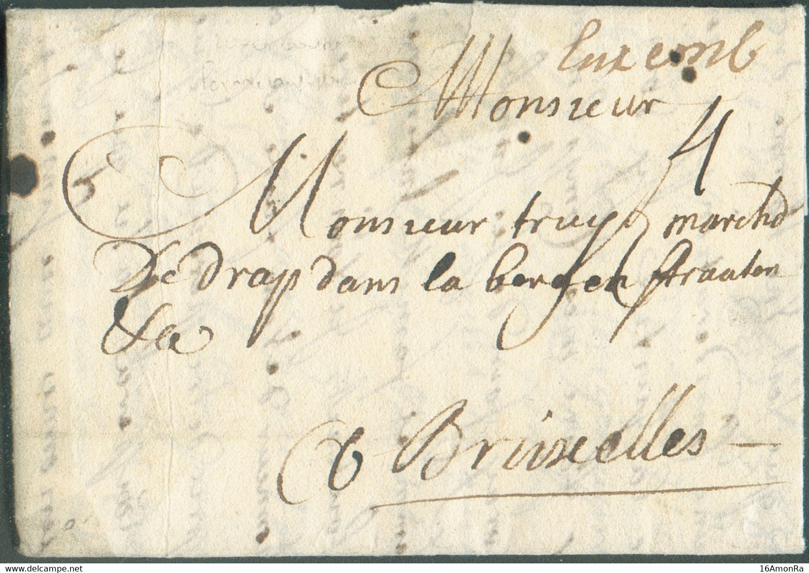 LAC De LUXEMBOURG le 8 Janvier 1735 (griffe Manuscrite 'Luxemb) Vers Bruxelles; Port '4'. Signé Pothion. - TB - 19808 - ...-1852 Voorfilatelie