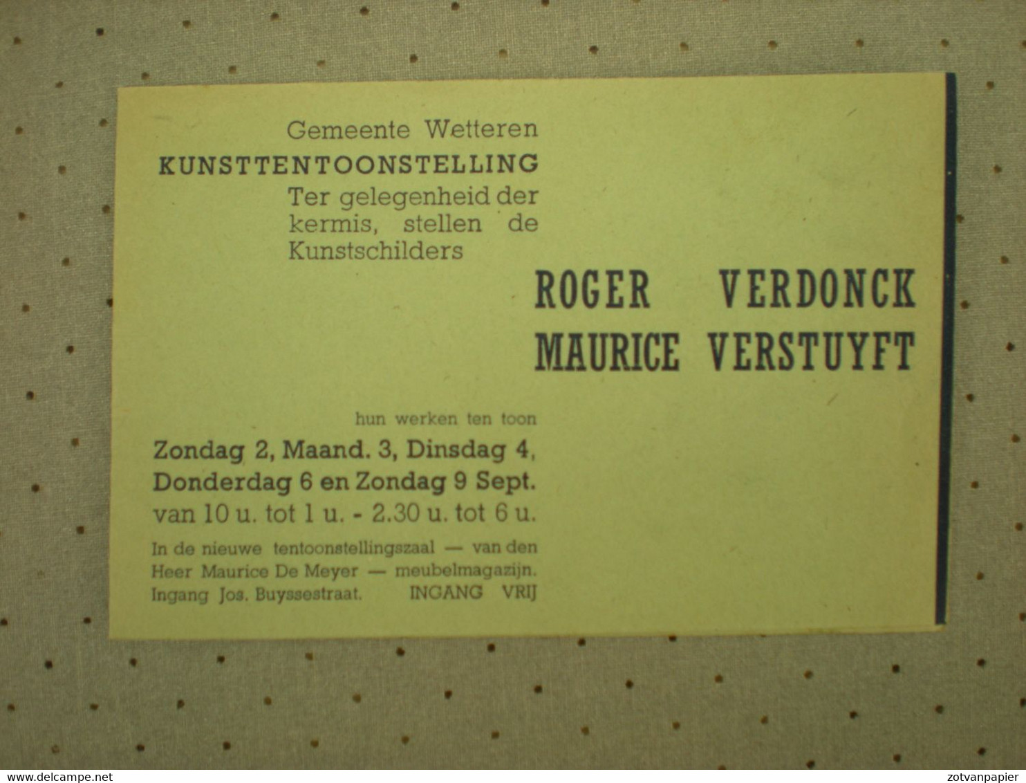 Wetteren - Uitnodigingskaart - Kunst - Art - Roger Verdonck - Maurice Verstuyft - Wetteren