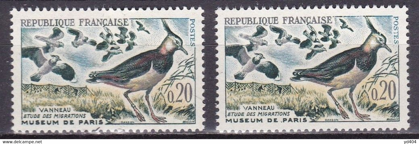 FR7257 - FRANCE – 1960 – BIRDS - VARIETIES - Y&T # 1273(x2) MNH - Nuovi