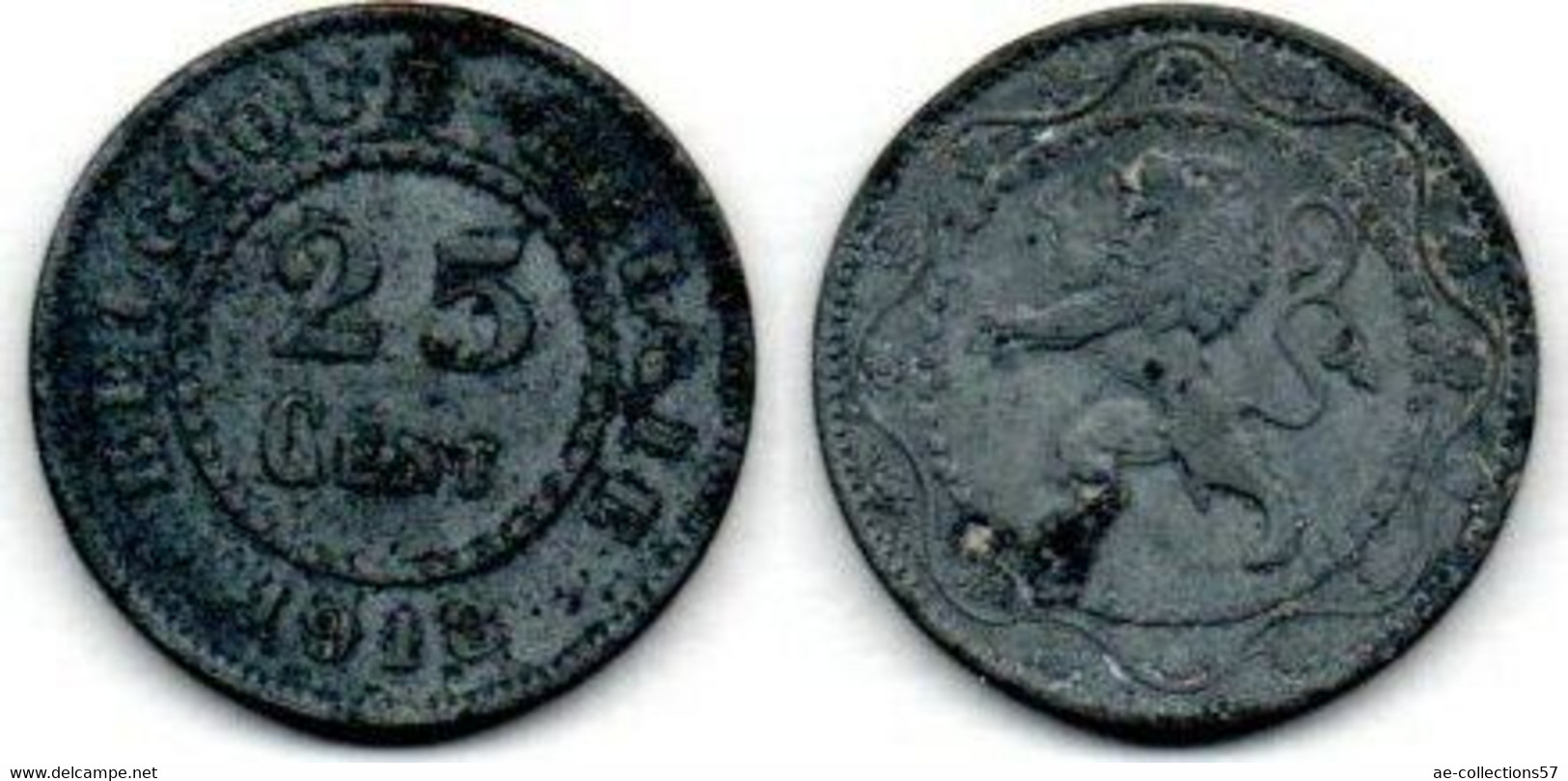 Belgique - Belgien - Belgium  25 Centimes  1918 TB+ - 25 Cent