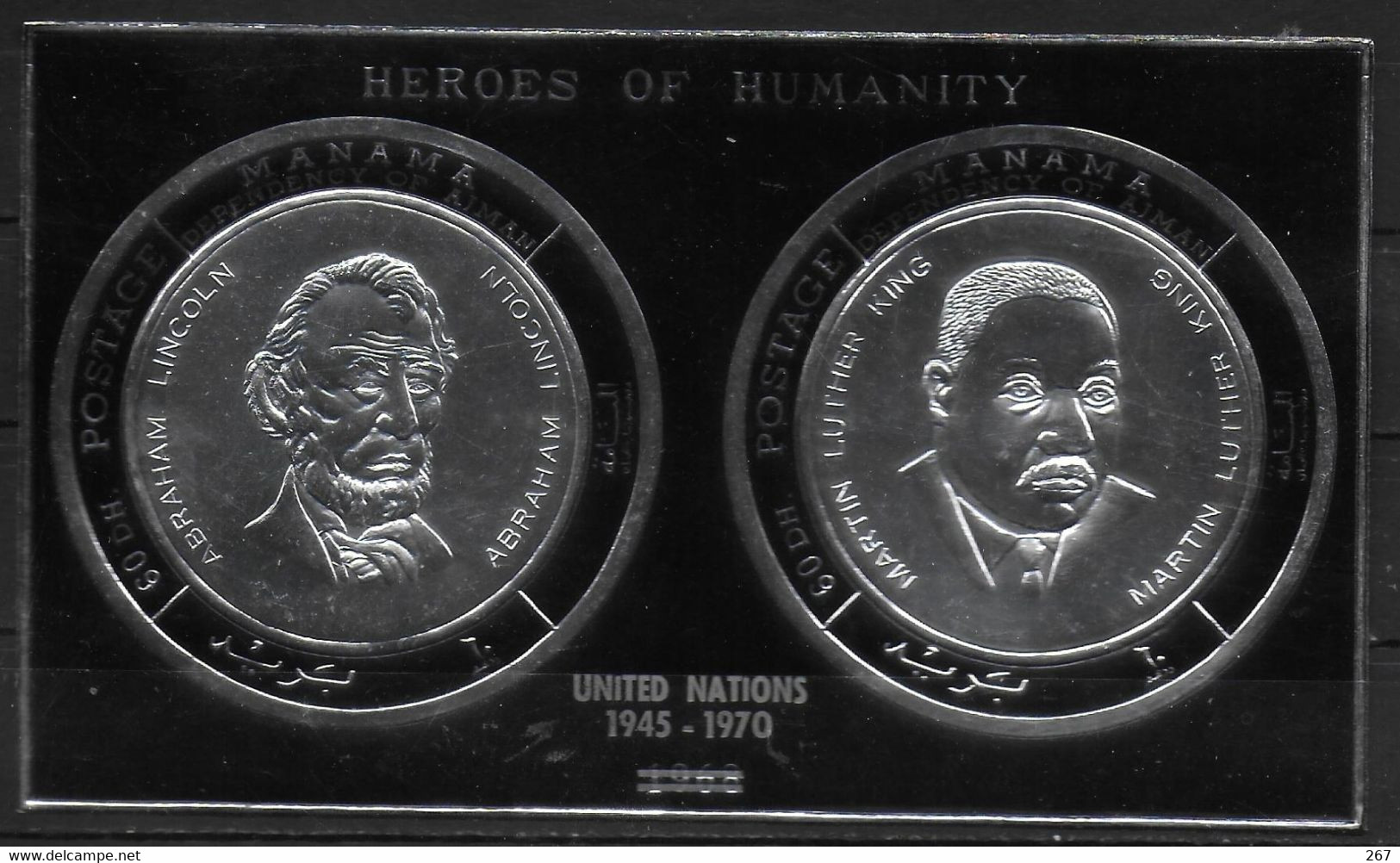 MANAMA  N° ( Argent )   * *  Heros De L Humanité Luther King  Lincoln - Martin Luther King