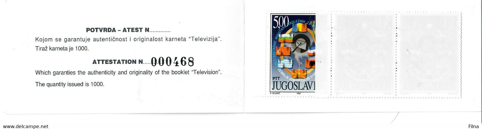 JUGOSLAVIA 1999 - POSTE E TELECOMUNICAZIONI STATI DEL SUD  "LIBRETTI DI GUERRA" - NATO - MNH/** - Libretti