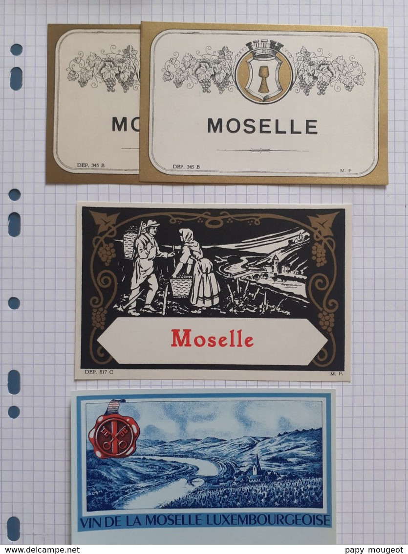 Lot 4 étiquettes Diverses échantillons - Vin De Moselle - Verzamelingen, Voorwerpen En Reeksen