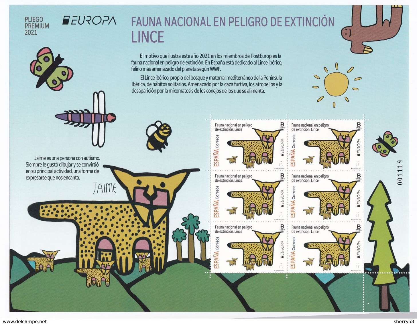 2021-ED. 5484 EN PLIEGO PREMIUM- Europa.- 2021. Fauna Nacional En Peligro De Extinción. Lince -NUEVO - Fogli Completi