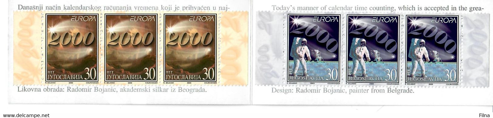 JUGOSLAVIA 2000 - EUROPA - ASTRONAUTICA - LIBRETTO DI 3 SERIE  - MNH/** - Libretti