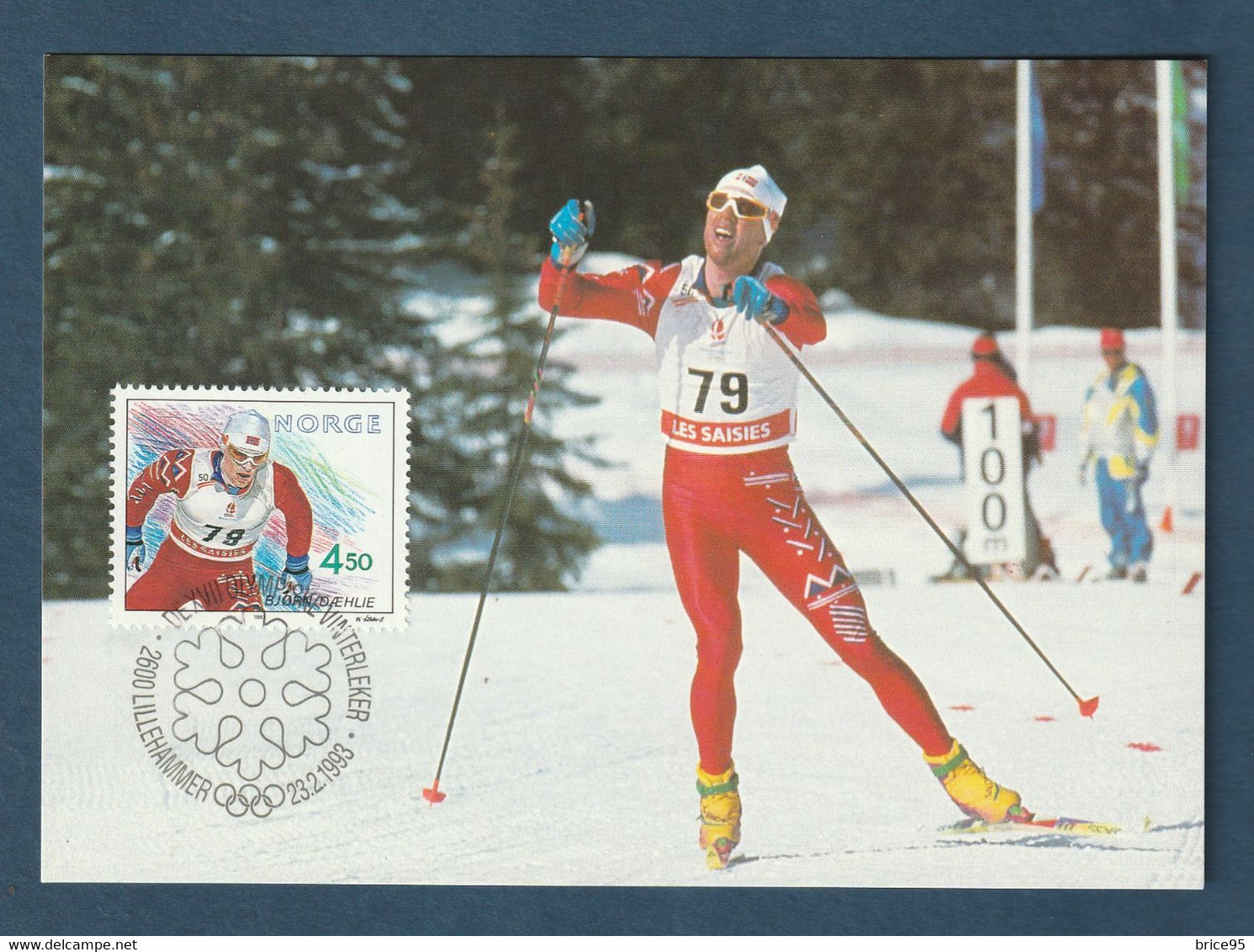 ⭐ Norvège - FDC - Carte Maximum - Jeux Olympiques 1994 - Bjorn Daehlie - 1993 ⭐ - Maximumkarten (MC)