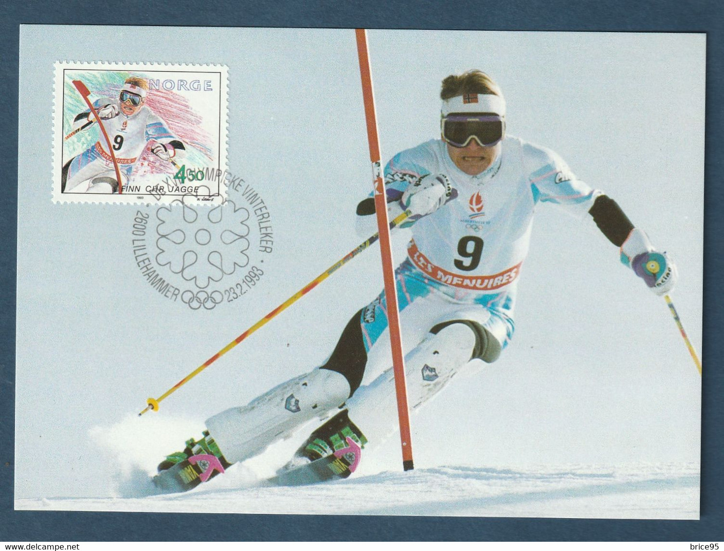 ⭐ Norvège - FDC - Carte Maximum - Jeux Olympiques 1994 - Finn Chr Jagge - 1993 ⭐ - Maximumkaarten