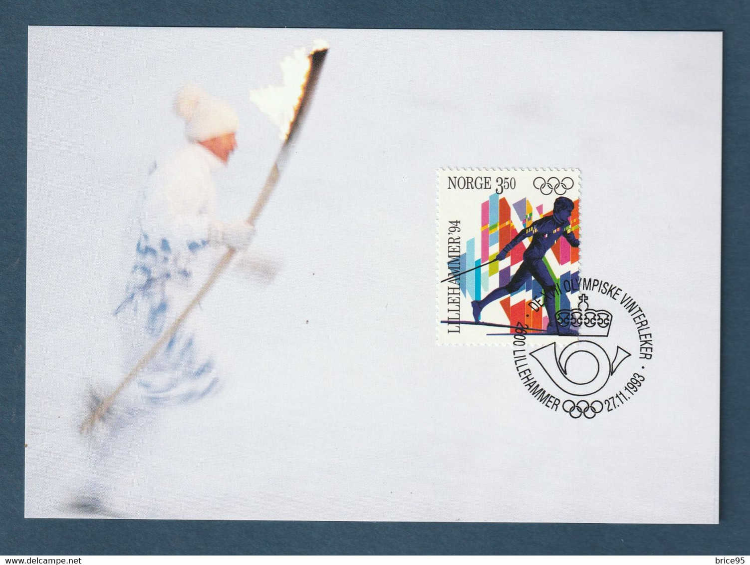 ⭐ Norvège - FDC - Carte Maximum - Jeux Olympiques 1994 - 1993 ⭐ - Maximumkaarten