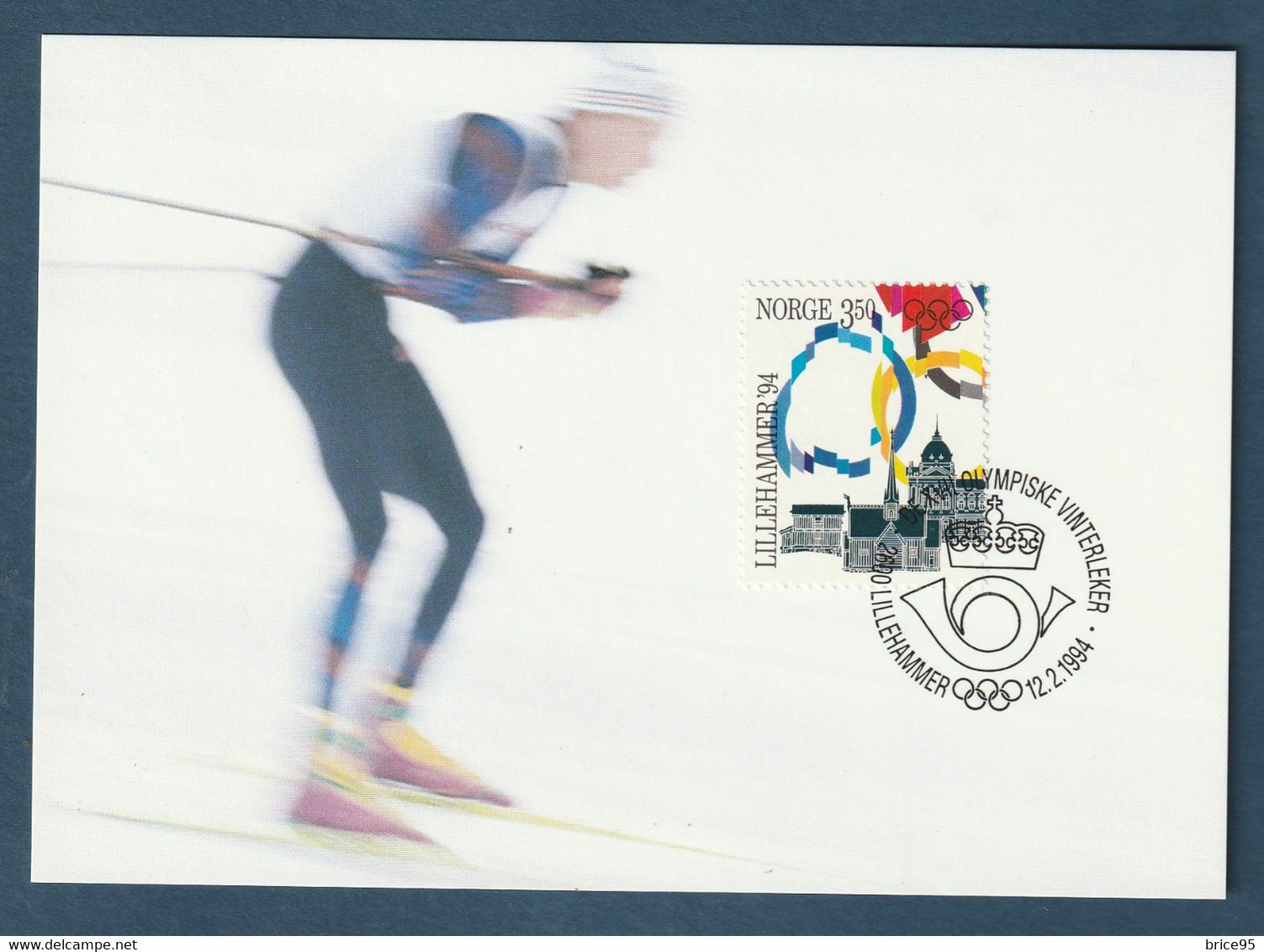 ⭐ Norvège - FDC - Carte Maximum - Jeux Olympiques 1994 - 1993 ⭐ - Maximumkarten (MC)