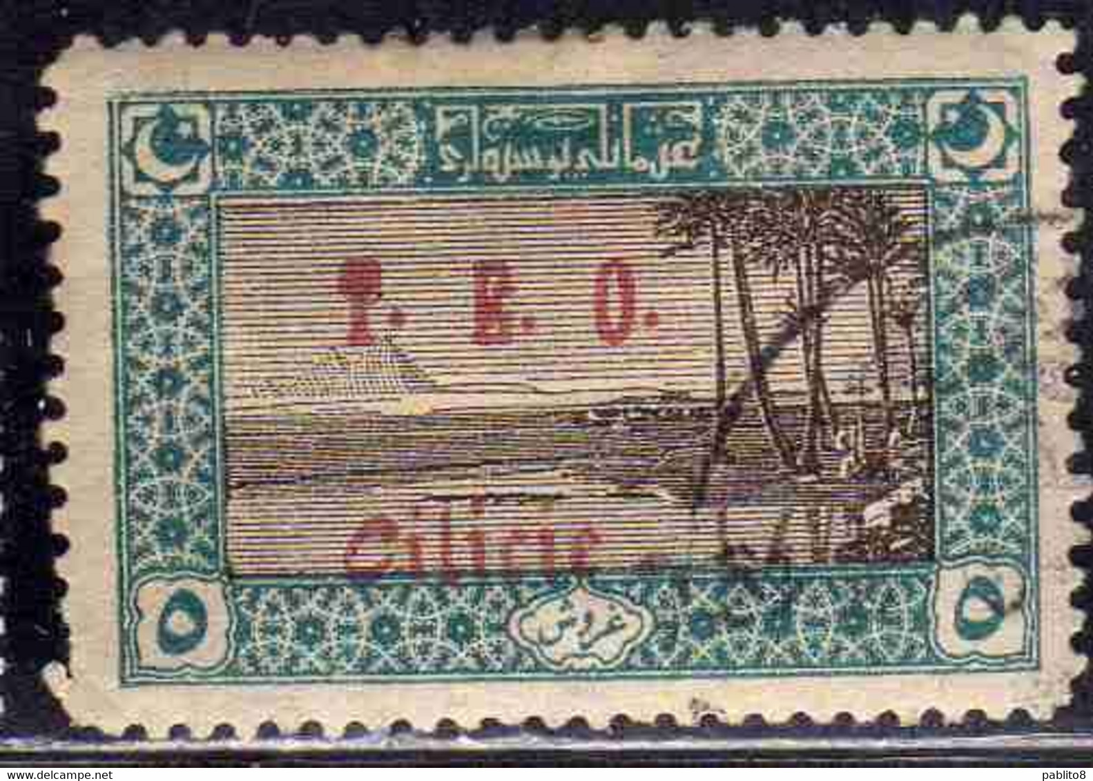 FRENCH CILICIE CILICIA FRANCAISE 1919 T.E.O. PYRAMIDS OF EGYPT 5pi USED USATO OBLITERE' - Used Stamps