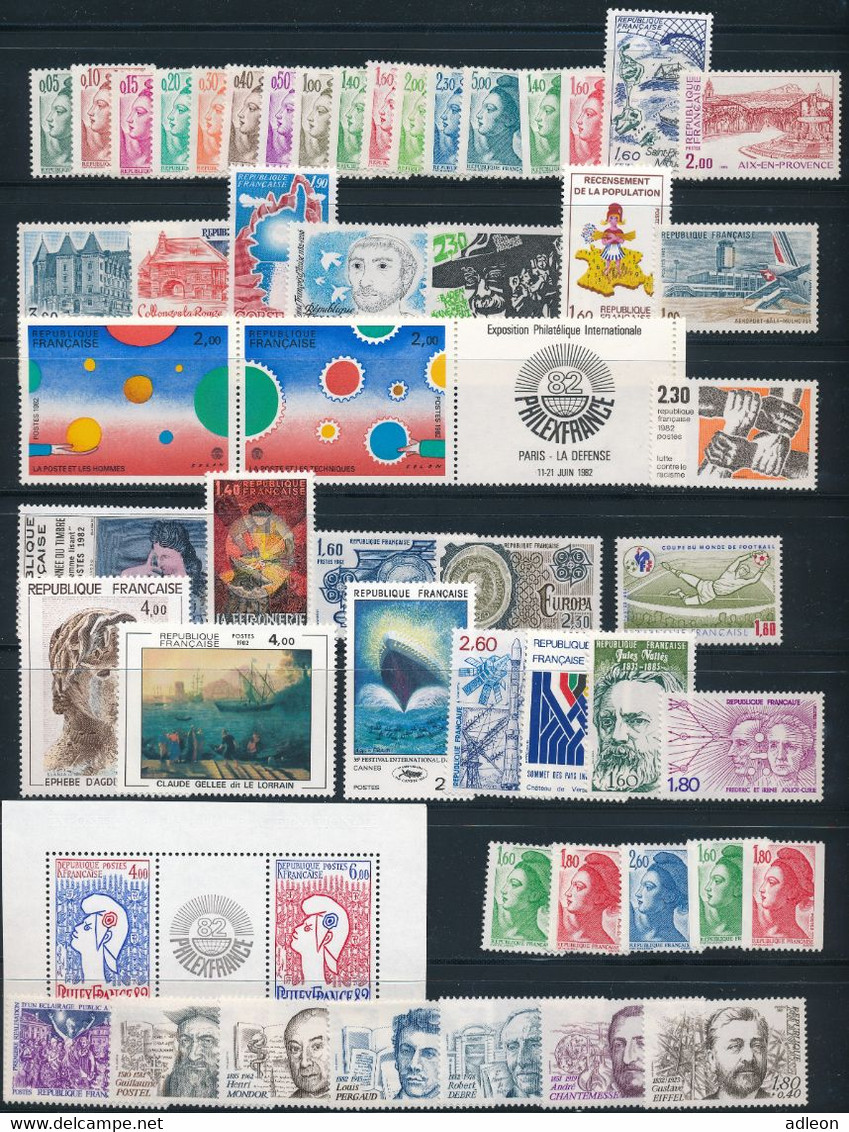 France - Année Complète 1982 - YT 2178-2251** 74 Timbres - 1980-1989