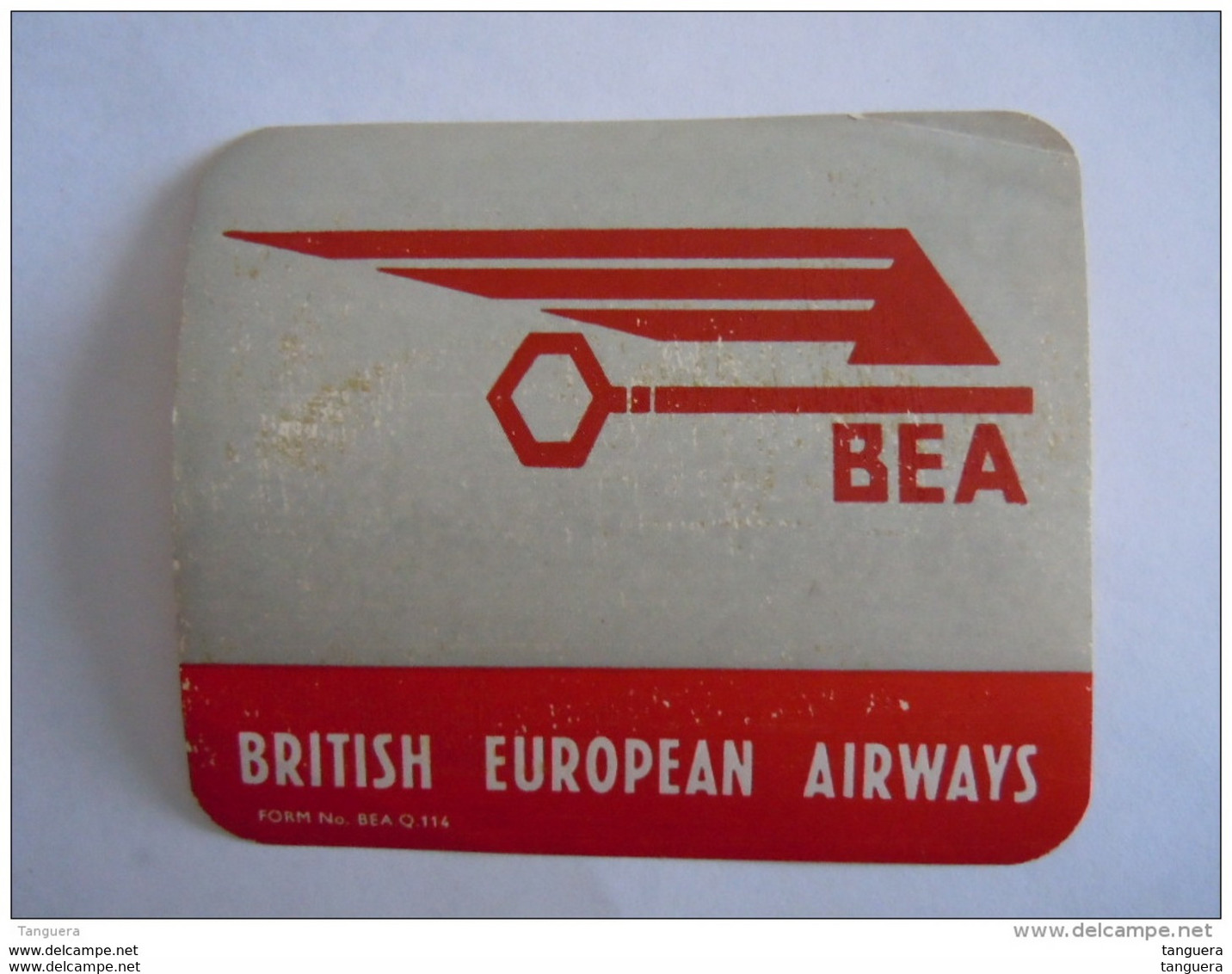 British European Airways BEA Etiket Etiquette Vintage Luggage Label 10.5 X 9 Cm - Baggage Labels & Tags
