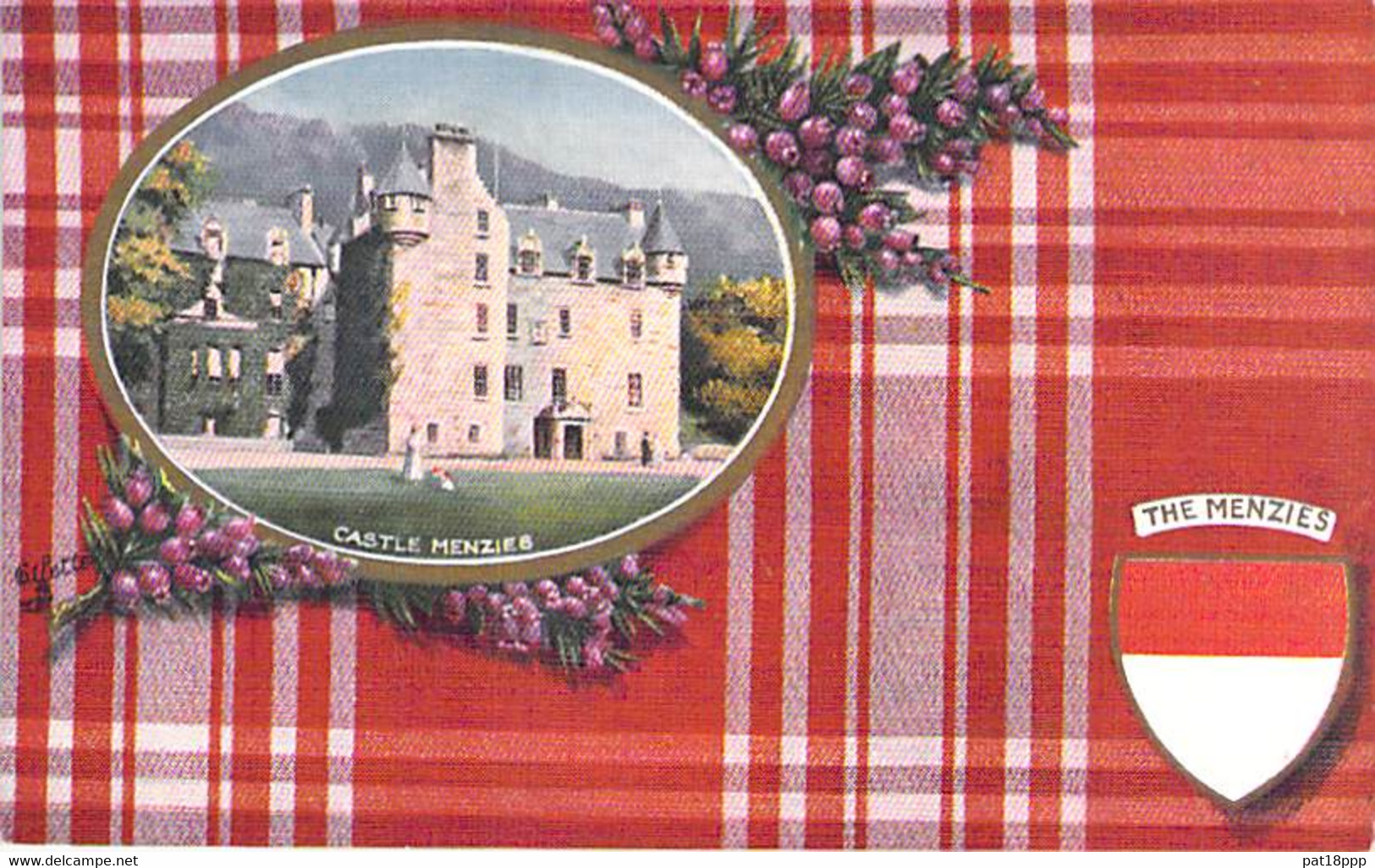 UK - SCOTLAND Perthshire Near ABERFELDY  : THE MENZIES Castle Menzies - CPA Illustration - Blason Armoiries Héraldique - Perthshire