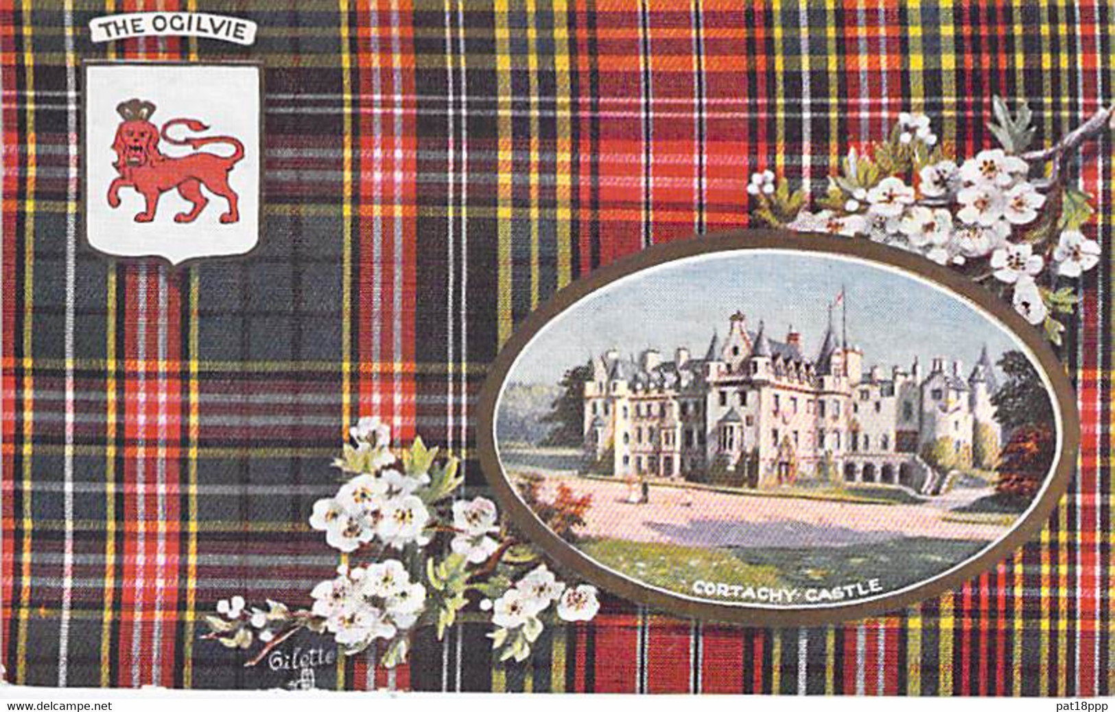 UK - SCOTLAND  : THE OGILVIE (Comte D'ANGUS) Cortachy Castle - CPA Illustration - Blason Armoiries Héraldique - Angus