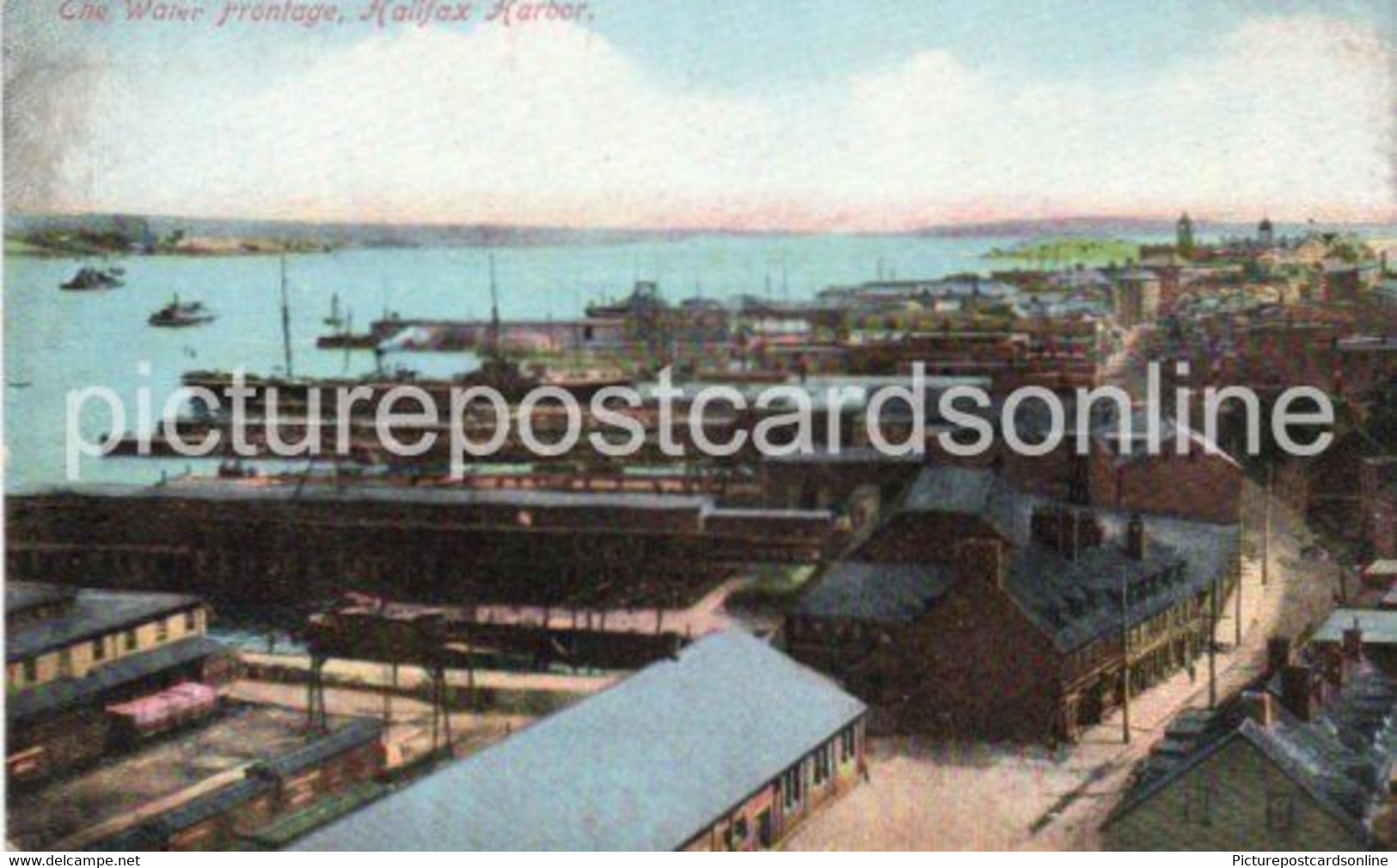 THE WATER FRONTAGE HALIFAX HARBOUR OLD COLOUR POSTCARD CANADA HARBOR - Halifax