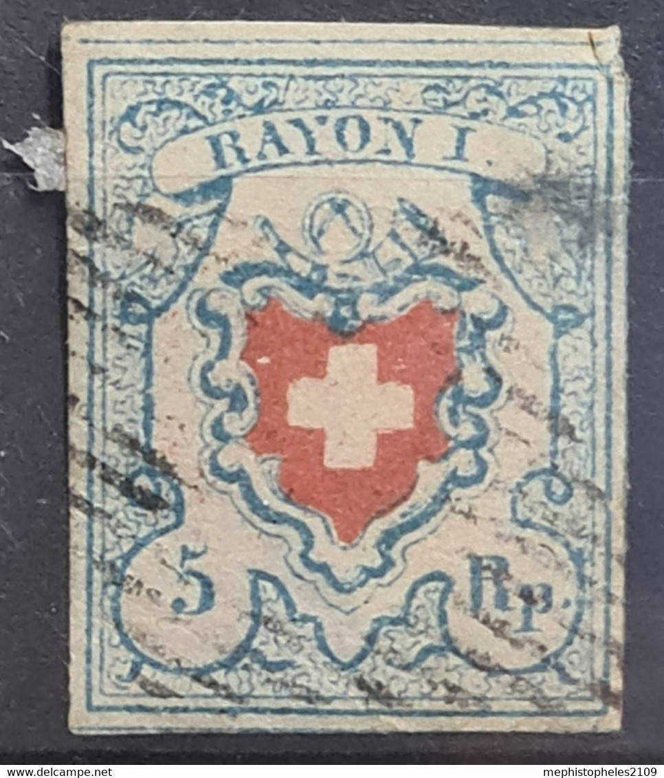 SWITZERLAND 1850 - Canceled - Sc# 7 - Small Thin! - 1843-1852 Federal & Cantonal Stamps