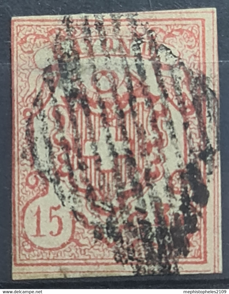 SWITZERLAND 1852- Canceled - Sc# 12 - 1843-1852 Federal & Cantonal Stamps