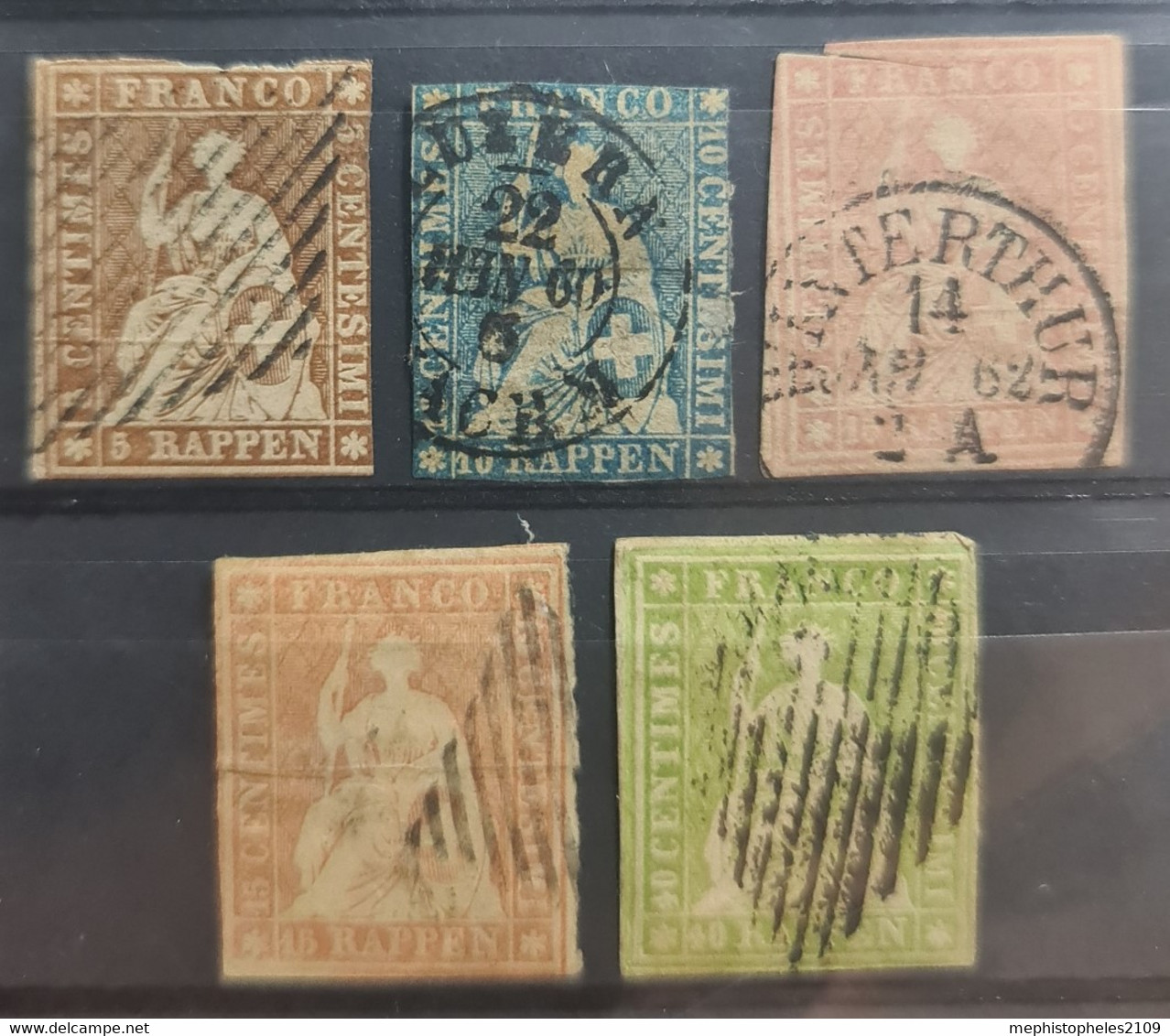 SWITZERLAND 1854 - Canceled - Sc# 15-19 - Gebraucht