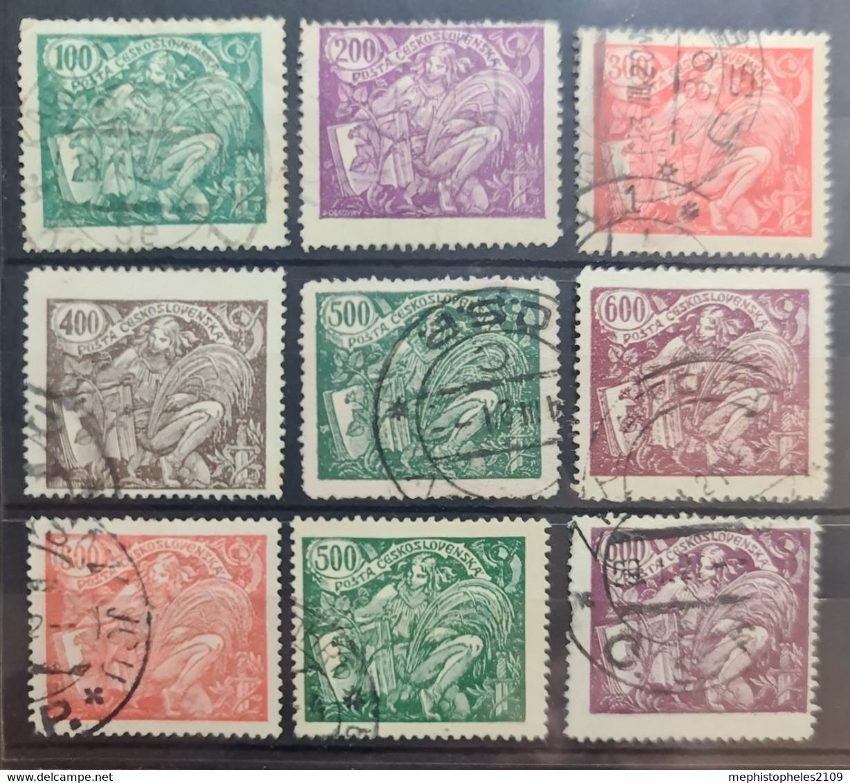 CZECHOSLOVAKIA 1920 - Canceled - Sc# 76-81, 78a, 80a, 81a (perf. 13 3/4 : 13 1/2) - Used Stamps