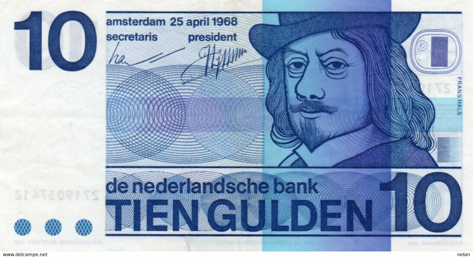 Kingdom Of Netherlands 10 Gulden 1968 P- 91b XF - 10 Florín Holandés (gulden)