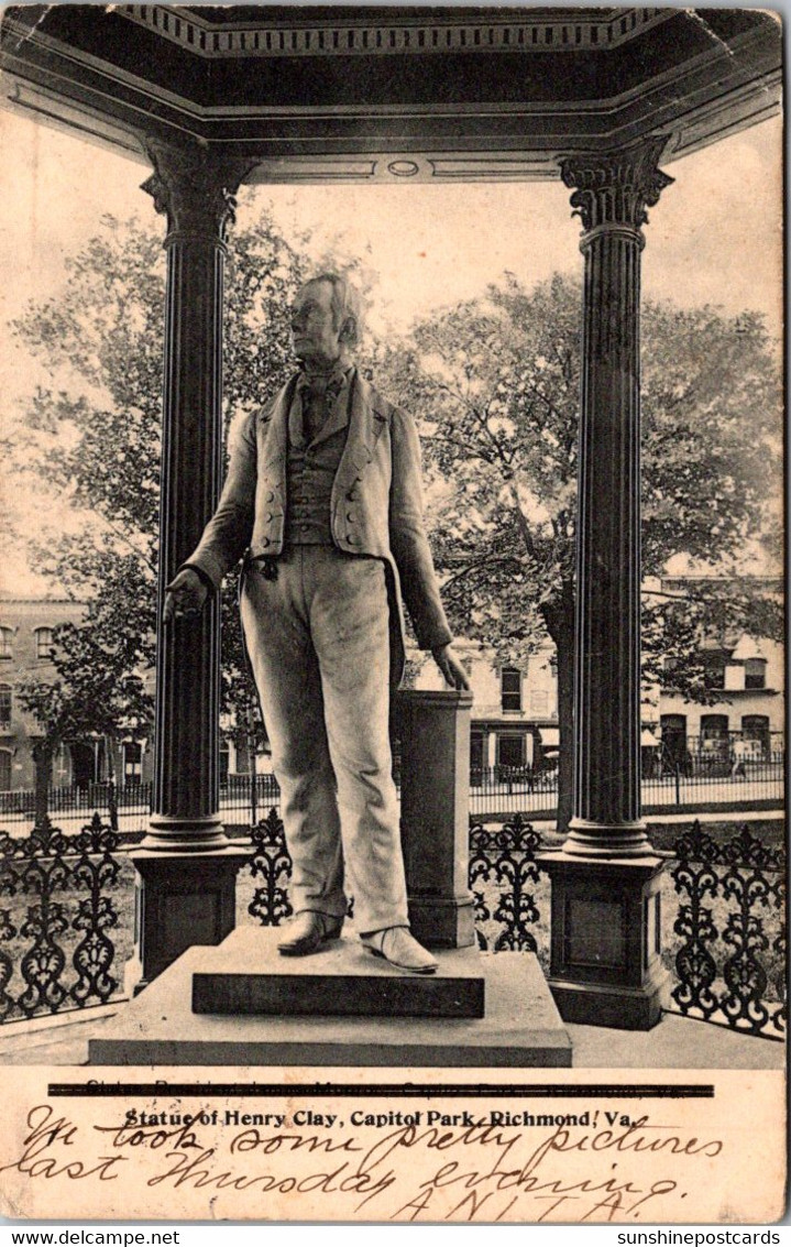 Virginia Richmond Capitol Park Henry Clay Statue 1907 - Richmond