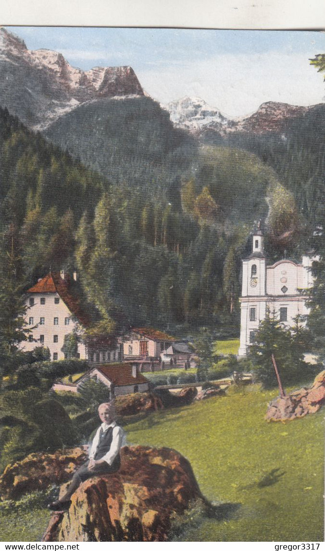 B5080) MARIA KIRCHENTAL B. LOFER - Häuser Kirche Und KIND Auf Stein Im Vordergrund ALT - Lofer