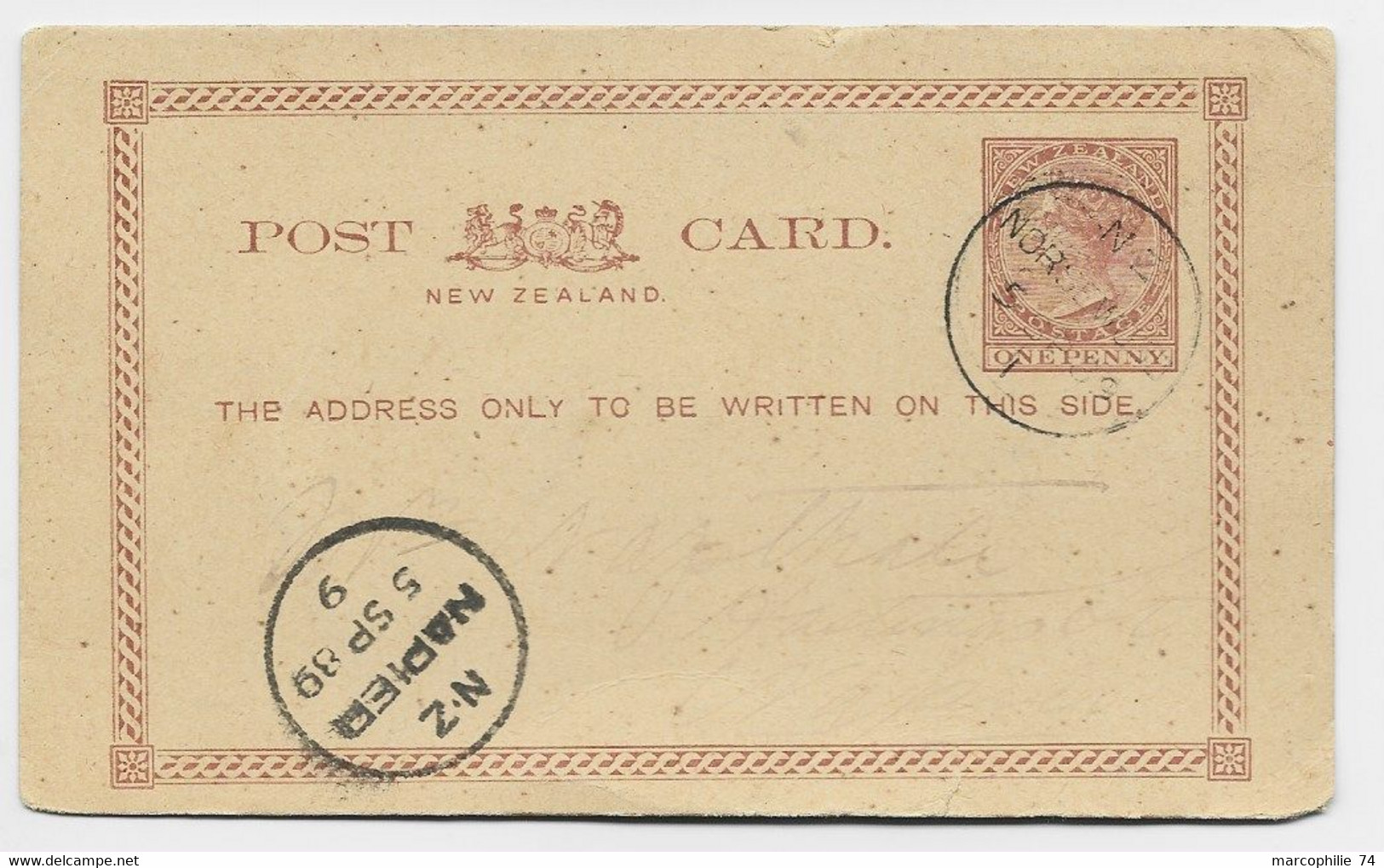 NEW ZEALAND ONE PENNY ENTIER POST CARD NORSEWOOD 5 SP 1889 - Ganzsachen