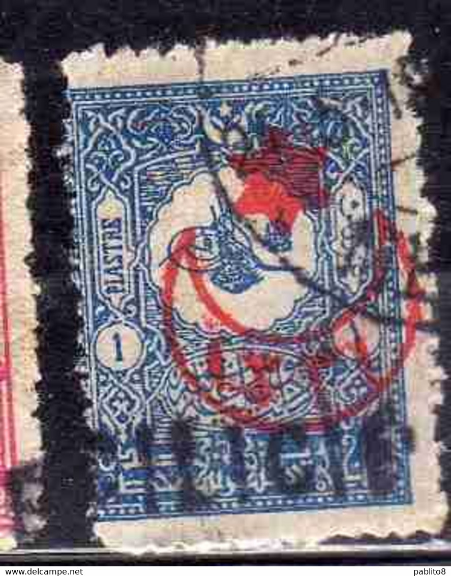 FRENCH CILICIE CILICIA FRANCAISE 1919 TURKISH STAMP CRESCENT STAR OVERPRINTED 1pi USED USATO OBLITERE' - Used Stamps